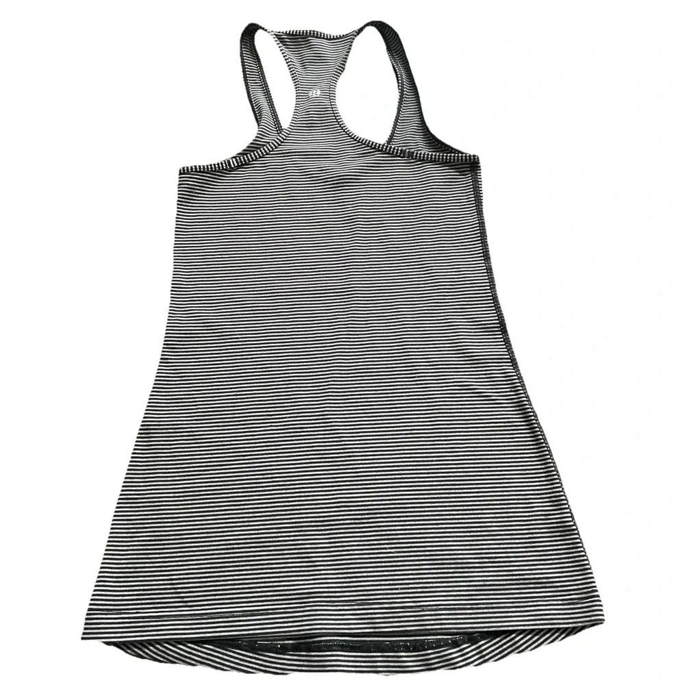 lululemon top size 2 Cool Racerback Tank - black and grey micro stripe women's
